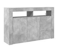 vidaXL Aparador moderno gris de hormigón con luces LED | 8 compartimentos de almacenamiento | Madera de ingeniería | Perfecto para salón o comedor | Diseño contemporáneo | Armario de muebles