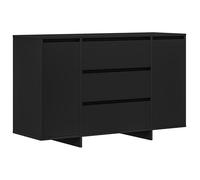 vidaXL Aparador Moderno Negro Armario de Almacenamiento | Mesa Buffet de Madera con 3 Cajones Consola Chic para Comedor Sala Interior Uso Muebles