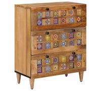 vidaXL Aparador Natural 60 x 33 x 75 cm Madera de Mango Maciza, Comedor, Aparador Moderno, Unidad de Almacenamiento Rectangular, Gabinete de Madera de Mango, Buffet Funcional para Interiores, Diseño