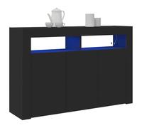 vidaXL Aparador Negro 116 x 30 x 75 cm Madera de ingeniería, Mueble de Sala, Armario de Almacenamiento Moderno, con iluminación RGB, Estilo Minimalista y Madera Duradera