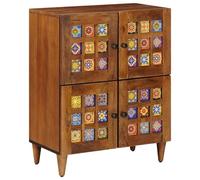 vidaXL Aparador Nogal 60 x 33,5 x 75 cm Madera de Mango Maciza, Sala de Estar, sofá Rectangular, diseño Moderno, Colores Brillantes, Asientos acogedores, para reuniones Familiares y Entretenimiento