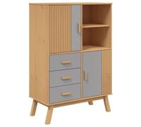 vidaXL Aparador Olden Madera Maciza de Pino marrón y Gris 85x43x125 cm