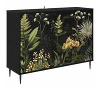 vidaXL Aparador RHENEN Roble Negro 102 x 33 x 76 cm, Mueble de Almacenamiento para Sala y Comedor, aparador Rectangular, solución Moderna y Amplia para el hogar