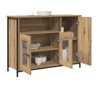 vidaXL Sideboard de Roble Artisan de con Puertas de Cristal para el Comedor, Madera Ingenierizada, Gran Espacio de Almacenamiento, Mesa Buffet con Estilo, Acabado Texturizado, Muebles para el Hogar,