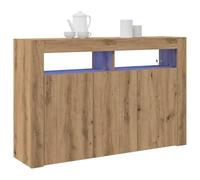 vidaXL Aparador Roble Artesanal 116 x 30 x 75 cm Madera de ingeniería, Iluminación Ambiente, aparador Moderno, Mueble de Almacenamiento RGB, Cabina con Puerta abatible, Estilo Minimalista