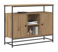 vidaXL Aparador Roble Artisan 100 x 35 x 80 cm Madera de ingeniería | Montones de espacio para todas tus cosas, Un look moderno con un genial marco metálico, Hecho de roble macizo y metal fuerte