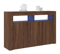vidaXL Aparador Roble Marrón 116 x 30 x 75 cm Madera de ingeniería, Iluminación Ambiente, aparador Moderno, Mueble de Almacenamiento RGB, Cabina con Puerta abatible, Estilo Minimalista