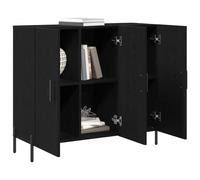 vidaXL Aparador Roble Negro 90 x 34 x 80 cm Madera de ingeniería, Aparador Rectangular Moderno, Madera Resistente, Storage con Estilo, Patas en ángulo, Mueble para Sala y Comedor