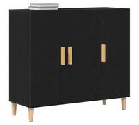 vidaXL Aparador Roble Negro 90 x 34 x 80 cm Madera de ingeniería | Tiene mucho espacio para tus cosas, El acabado mate se ve súper moderno, La madera elaborada aguanta el uso diario