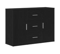 vidaXL Aparador Roble Negro 91x29,5x65 cm Madera de ingeniería, Armario de almacenaje, Mueble aparador, Mueble de Pasillo, Buffet