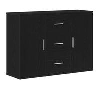 vidaXL Aparador Roble Negro 91x29,5x65 cm Madera de ingeniería, Armario de almacenaje, Mueble aparador, Mueble de Pasillo, Buffet