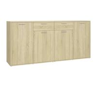 vidaXL Aparador Entrada Acento Roble Sonoma 160x36x75 cm 4 puertas 2 cajones Madera de ingeniería