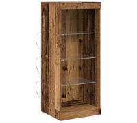 vidaXL Aparador Rústico de Madera Vieja con Estantes de Vidrio | 3 Buffet de Almacenamiento Duradero Sólido Recuperado Ideal para Sala de Estar y Comedor Pieza de Decoración para el Hogar Muebles Gabi