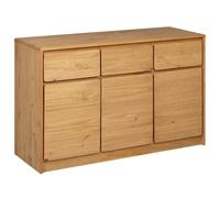vidaXL Aparador SAUDA Madera Maciza Pino Color Roble 114x43x75,5 cm, Armario de almacenaje, Mueble de aparador, Armario de Pasillo, cómoda