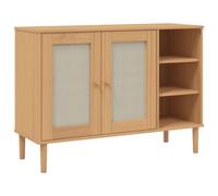 vidaXL Aparador Senja – Aspecto de ratán, madera maciza de pino, marrón 112x40x80 cm