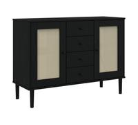 Vidaxl aparador senja aspecto de ratán madera pino negro 112x40x80 cm
