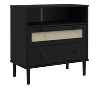 Vidaxl aparador senja aspecto de ratán madera pino negro 80x40x80 cm