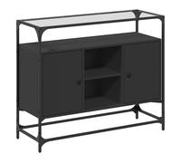 Vidaxl aparador tapa de cristal y madera ingeniería negro 98x35x81 cm