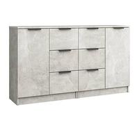 vidaXL 2X Aparadores Mueble Salón Sala Almacenaje Flotante Dormitorio Entrada Estante Cajón Doméstico Madera Contrachapada Gris Hormigón