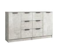 vidaXL 2X Aparadores Mueble Salón Sala Almacenaje Flotante Dormitorio Entrada Estante Cajón Doméstico Madera Contrachapada Gris Hormigón