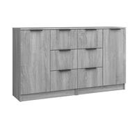 vidaXL 2X Aparadores Mueble Salón Sala Almacenaje Flotante Dormitorio Entrada Estante Cajón Doméstico Madera Contrachapada Gris Sonoma