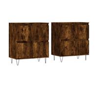 Vidaxl aparadores 2 uds madera contrachapada roble ahumado