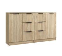 vidaXL 2X Aparadores Mueble Salón Sala Almacenaje Flotante Dormitorio Entrada Estante Cajón Doméstico Madera Contrachapada Roble Sonoma