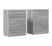 vidaXL Aparadores 2 uds Madera de ingeniería Gris Sonoma 60x39x80 cm, Armario de Almacenamiento, gabinete aparador, Mueble para Pasillo, Buffet