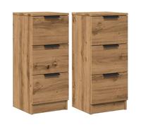 vidaXL Aparadores 2 uds Madera ingeniería Roble artisian 30x30x70 cm