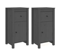 Vidaxl aparadores 2 uds madera maciza de pino gris 40x35x80 cm