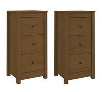 vidaXL 2X Aparadores Mueble Armario Salón Sala Estar Tocador Estante Baño Consola Dormitorio Almacenamiento Madera Maciza de Pino Marrón Miel