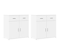 vidaXL Aparadores 2 Unidades Madera de ingeniería Blanco 79x38x80 cm, Armario de Almacenamiento, gabinete aparador, Mueble para Pasillo, Buffet