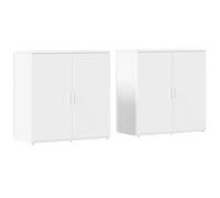 vidaXL Aparadores 2 Unidades Madera de ingeniería Blanco 79x38x80 cm, Armario de Almacenamiento, gabinete aparador, Mueble para Pasillo, Buffet