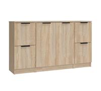 vidaXL Aparadores 3 Piezas Auxiliar Armario Mueble Almacenamiento Sala de Estar Habitación Decoración Madera Contrachapada Color Roble