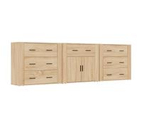vidaXL Aparadores 3 piezas – Madera contrachapada – Color Roble Sonoma