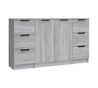 Vidaxl aparadores 3 piezas madera contrachapada gris sonoma