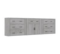 vidaXL Aparadores 3 Piezas Madera contrachapada Gris Sonoma, Armario, Armario de Almacenamiento, aparador Alto, Armario aparador, Armario Alto