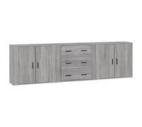 vidaXL Aparadores 3 Piezas Madera contrachapada Gris Sonoma, Armario, Armario de Almacenamiento, aparador Alto, Armario aparador, Armario Alto