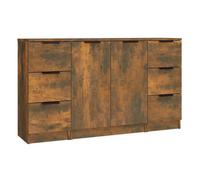 Vidaxl aparadores 3 piezas madera contrachapada roble ahumado