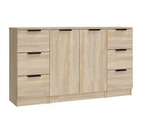 vidaXL Aparadores 3 Piezas Mueble Auxiliar Armario Decoración Almacenamiento Salón Sala de Estar Dormitorio Madera Contrachapada Color Roble Sonoma