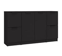 vidaXL Aparadores 3 Piezas Mueble Salón Sala Estar Almacenaje Armario Decoración Adorno Entrada Estante Cajón Madera Contrachapada Negro