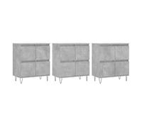 Vidaxl aparadores 3 uds madera contrachapada gris hormigón