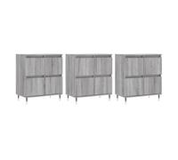 Vidaxl aparadores 3 uds madera contrachapada gris sonoma