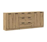 vidaXL Aparadores 3 uds Madera ingeniería Roble artisian 60x30x70 cm