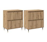 vidaXL Aparadores Independientes de Roble Artesanal 2 Piezas 120 x 35 x 70 cm Madera Técnica Acabado Mate Patas de Hierro Tapered Almacenamiento Amplio Diseño Moderno Ideal para Sala de Estar o Comed