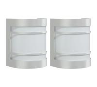 vidaXL Apliques de exterior 2 unidades acero inoxidable plateado, luz de pared exterior, lámpara de pared de jardín, luz para pared exterior