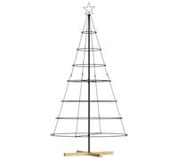 vidaXL Árbol Cono de Navidad con Soporte Negro 180 cm Acero, Salón, Decoración navideña Moderna, Adornos Festivos, Árbol Minimalista, Acento Elegante, Muestra de Temporada