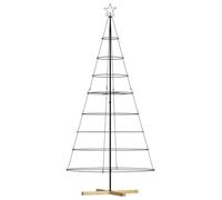 vidaXL Árbol Cono de Navidad con Soporte Negro 210 cm Acero, Salón, Decoración navideña Moderna, Adornos Festivos, Árbol Minimalista, Acento Elegante, Muestra de Temporada