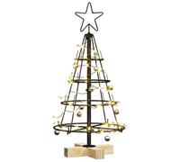vidaXL Árbol Cono de Navidad con Soporte Negro 60 cm Acero, Sala, decoración navideña Moderna, árbol con Estilo, diseño Minimalista, Eco-amigable, Adorno Festivo