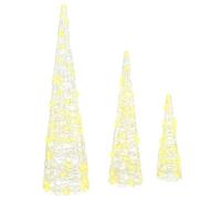 vidaXL Árbol de Navidad 3 pcs cálido 20 x 20 x 80 cm Acrílico, Adornos navideños Modernos, Adorno para árbol, decoración LED acrílica, iluminación USB, Estilo Festivo